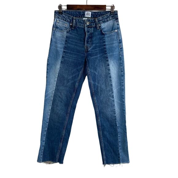 BDG Jessye Jeans Women's 26 High-Rise Straight Two-Tone Denim Raw Hem Button Fly - Picture 3 of 14